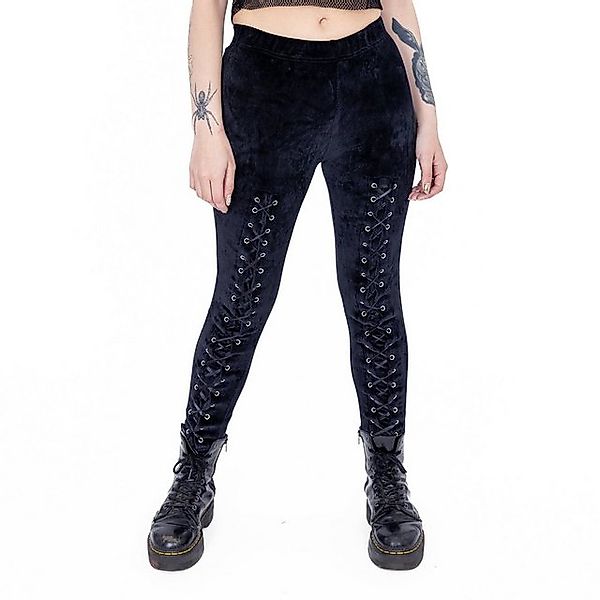 Poizen Industries Leggings Tayla Velvet Gothic Samt Tights mit Schnürung günstig online kaufen