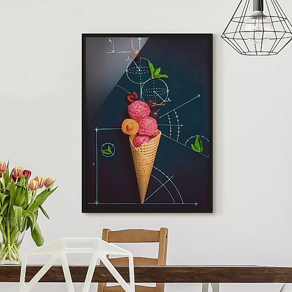 Bild mit Rahmen Küche - Hochformat Geometrie im Sommer günstig online kaufen