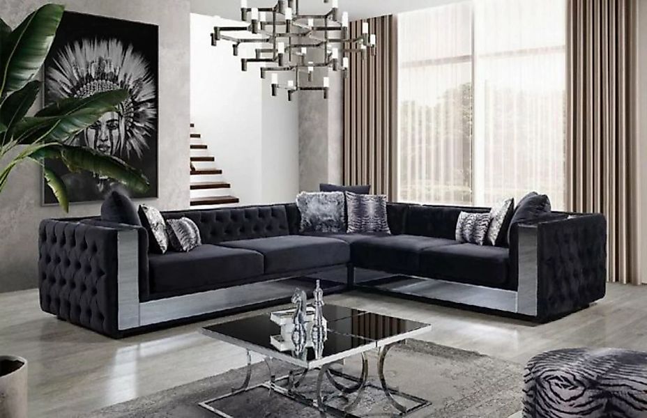 JVmoebel Ecksofa Schwarz Chesterfield Polstersofa Sofa Ecksofa Garnitur Pol günstig online kaufen