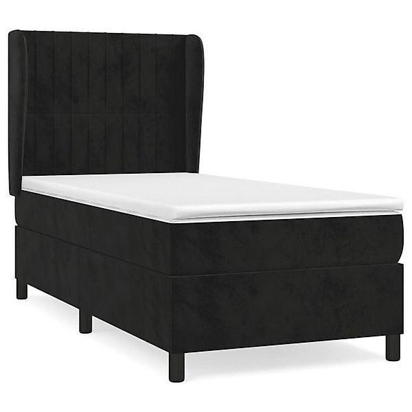 vidaXL Boxspringbett Boxspringbett mit Matratze Schwarz 90x200 cm Samt Bett günstig online kaufen