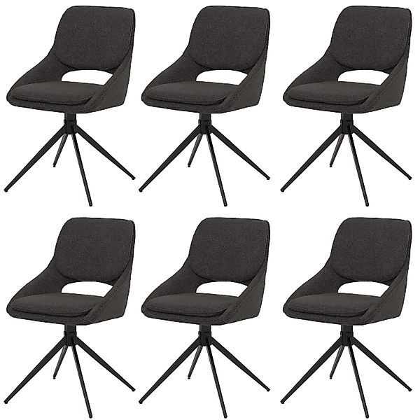 MCW Esszimmerstuhl N73 6er-Set Stoff/Textil Boucle 540g/m² Dunkelgrau günstig online kaufen