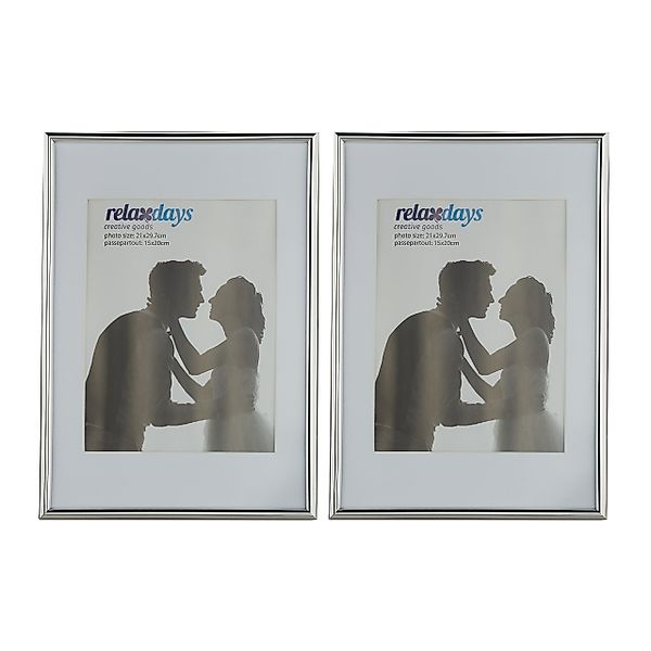 relaxdays Bilderrahmen 2er Set A4, Silber günstig online kaufen