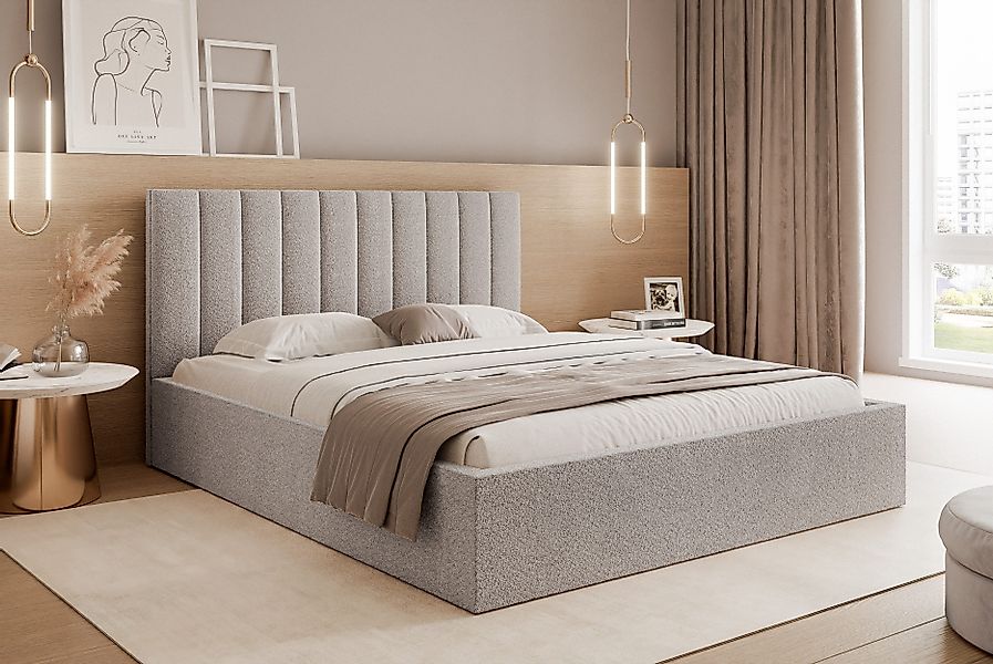 Goldstoff Polsterbett mit Stauraum und elegant günstig online kaufen