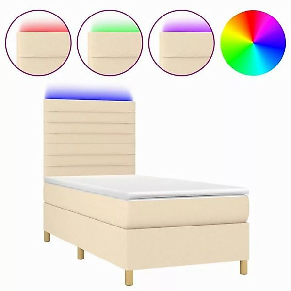 vidaXL Boxspringbett Boxspringbett mit Matratze LED Creme 80x200 cm Stoff B günstig online kaufen