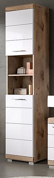 Inn.Furn Hochschrank Willow (Badschrank in weiß Hochglanz und Eiche Dekor, günstig online kaufen