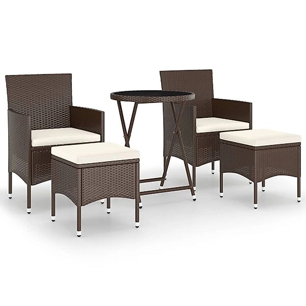 vidaXL 5-Tlg Bistro-Set Poly-Rattan und Hartglas Braun 3058391 günstig online kaufen