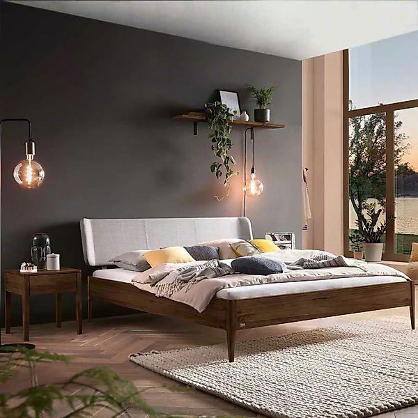 Bett Nussbaum geölt 140x200 in modernem Design 216 cm tief günstig online kaufen
