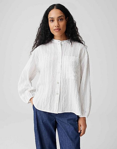 OPUS Langarmbluse Flaria aus Webware mit Streifenstruktur Perlmuttknöpfe, a günstig online kaufen