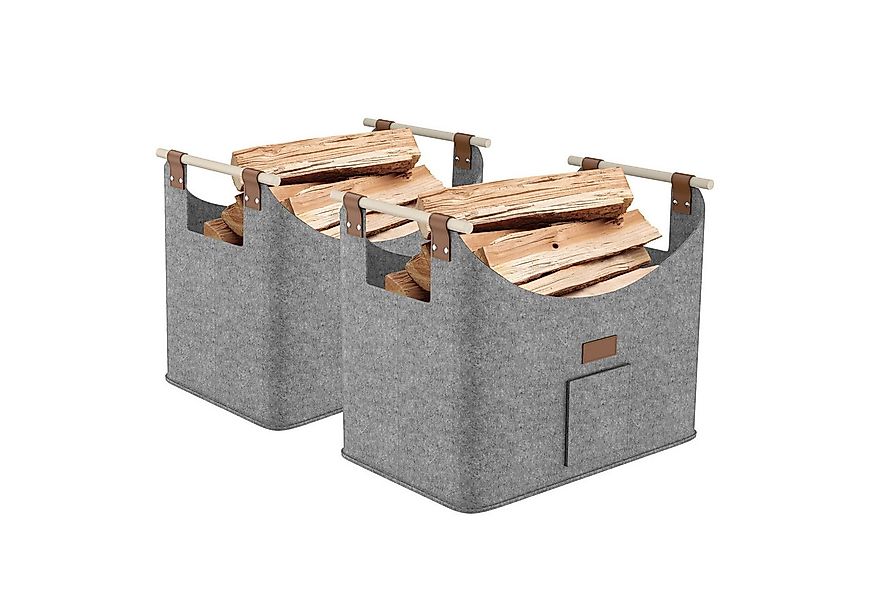 FIVMEN Kaminholzkorb 2-er Set XXL Faltbarer Brennholzkorb Filzkorb extra di günstig online kaufen