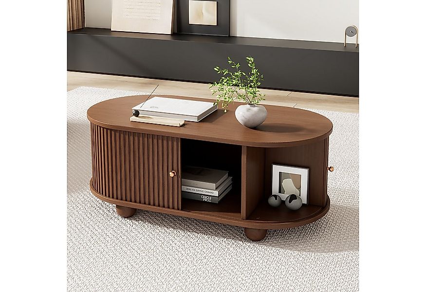 STILVORA TV-Schrank mit Schiebetüren,Ovaler Sofatisch Kaffeetisch mit Kugel günstig online kaufen