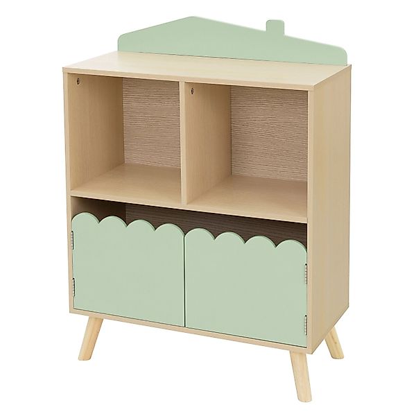 Joyz Kinderregal mit 3 Fächern Bücherregal aus Holz 60x30x82 cm Grün-Natur günstig online kaufen