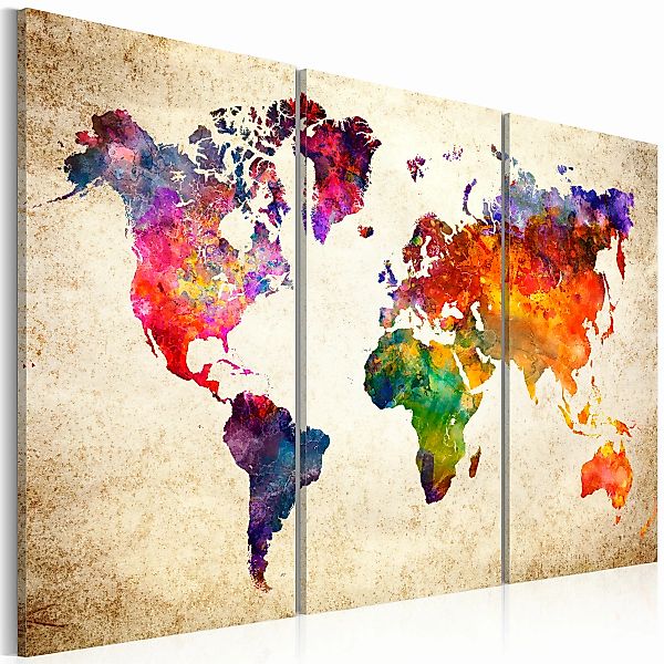 Wandbild - The World's Map In Watercolor günstig online kaufen