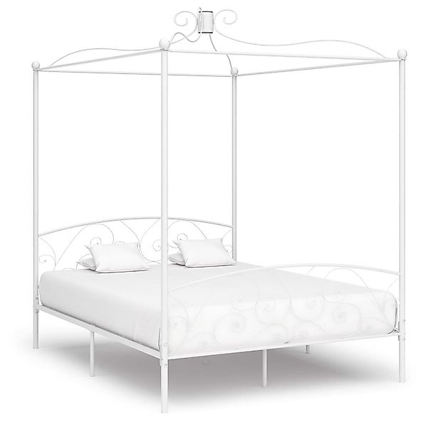 furnicato Bettgestell Himmelbett-Gestell Weiß Metall 180 günstig online kaufen