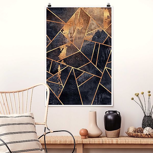 Poster Onyx mit Gold günstig online kaufen