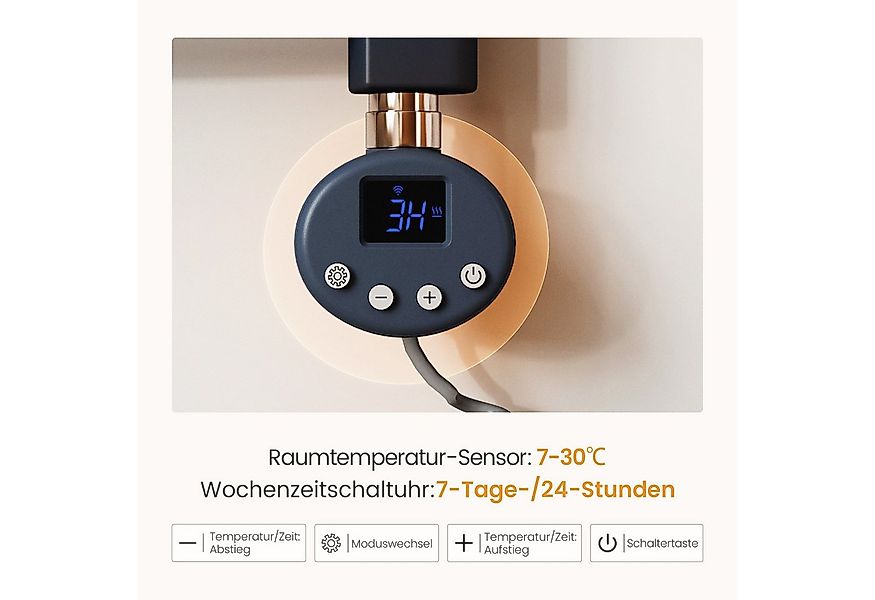 EMKE Elektrischer Badheizkörper mit Thermostat Höhe: 120, 500/600W Handtuch günstig online kaufen