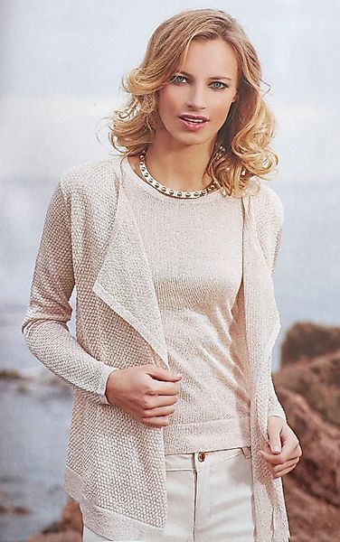 Passioni Cardigan Twinset in Beige mit günstig online kaufen