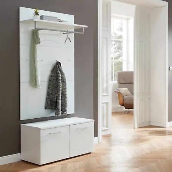 Lomadox Garderoben-Kompakt-Set ORLANDO-01, 2-teilig, Glasfront weiß, B x H günstig online kaufen