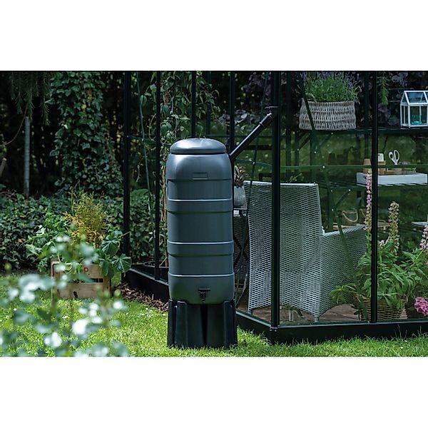 Halls Regentonne inkl. Ständer 35 cm x 35 cm x 135 cm 100, Schwarz günstig online kaufen