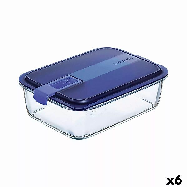 Lunchbox Hermetisch Luminarc Easy Box Blau Glas (6 Stück) (1,97 L) günstig online kaufen