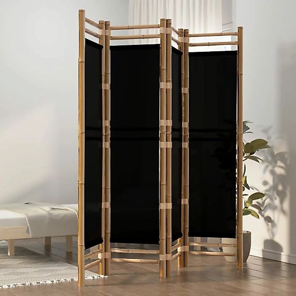 Vidaxl 4-tlg. Paravent Faltbar 160 Cm Bambus Und Canvas günstig online kaufen