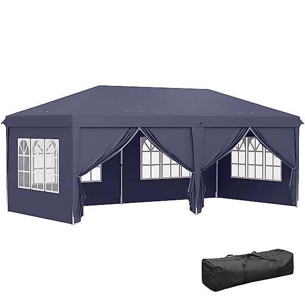 Outsunny Faltpavillon 5,85x2,95m mit UV-Schutz, Seitenwände & Fenster, Reiß günstig online kaufen