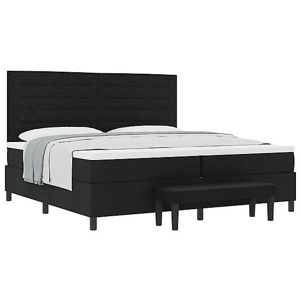 vidaXL Bett Boxspringbett mit Matratze & Bank Schwarz 200x200 cm Stoff (2-t günstig online kaufen