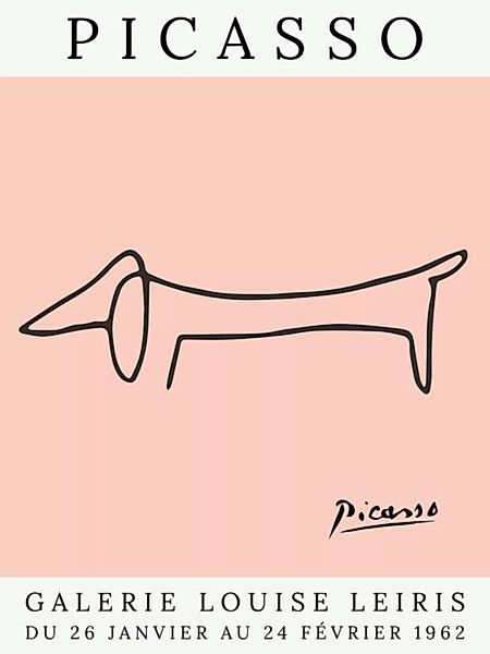 Poster / Leinwandbild - Picasso Hund – Rosa günstig online kaufen