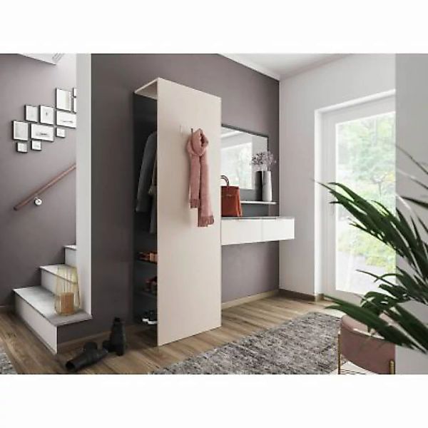 Lomadox Garderoben Set Creme-Grafit FARBO-02 3-teilig Paneel Softclose Kons günstig online kaufen