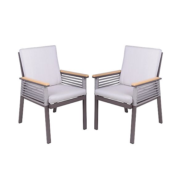 Garden Pleasure Stuhl Denia mit Auflage 2er Set 86 x 56 x 63 cm Hellgrau günstig online kaufen