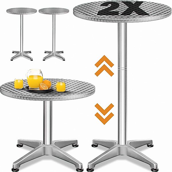 Stehtisch 2er-Set Silber Alu Ø60cm höhenverstellbar günstig online kaufen