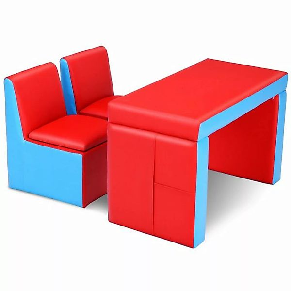 COSTWAY Kindersofa, Kindertisch mit 2 Stühlen mit Stauraum, 2 in 1 umwandel günstig online kaufen