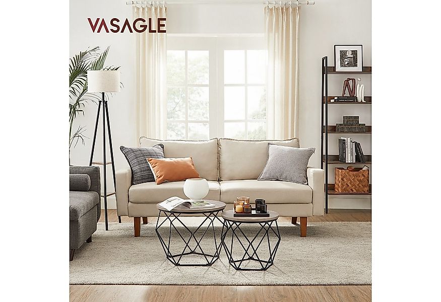 VASAGLE Couchtisch rund Wohnzimmertisch modern Satztisch Metall (2er Set in günstig online kaufen