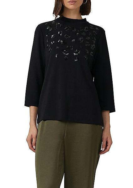 s.Oliver BLACK LABEL 3/4-Arm-Shirt mit Pailletten und feinem hohem Kragen günstig online kaufen