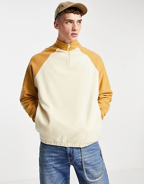 ASOS DESIGN – Oversize-Sweatshirt aus Polar-Fleece mit kurzem Reißverschlus günstig online kaufen