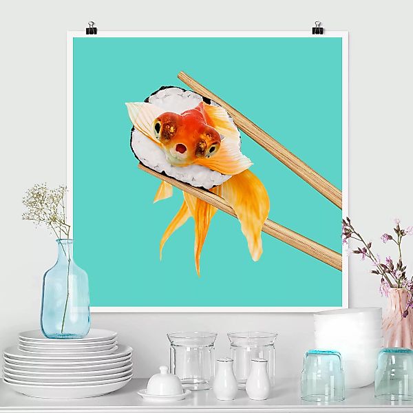 Poster - Quadrat Sushi mit Goldfisch günstig online kaufen