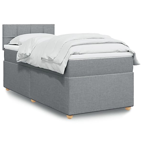 vidaXL Boxspringbett mit Matratze Hellgrau 90x200 cm Stoff 3288863 günstig online kaufen