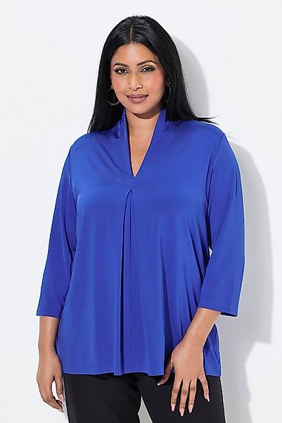 Ulla Popken T-Shirt Slinkyshirt A-Linie Kelchkragen Zierfalte 3/4-Arm günstig online kaufen