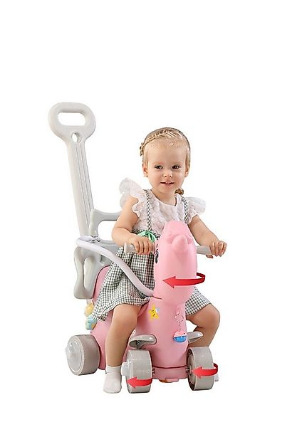 habeig Schaukelpferd Schiebegriff Schaukeltier Türkis und Rosa 87x88x42 cm günstig online kaufen