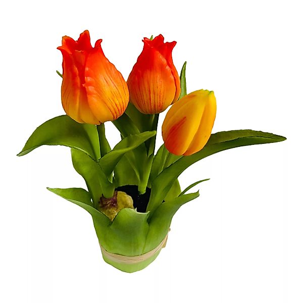 Tulpe im Blatttopf ca. 20cm, orange günstig online kaufen