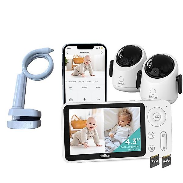 Boifun Video-Babyphone WLAN Babyphone mit Kamera 4,3” 2MP Kamera App-Steuer günstig online kaufen