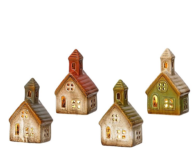 Lumineo Weihnachtsfigur, LED Lichterhaus 13x7,5cm Steingut günstig online kaufen