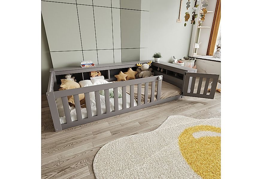 Merax Kinderbett (Kieferholz Jugendbett Babybett, 1-tlg), Bodenbett 90x200c günstig online kaufen