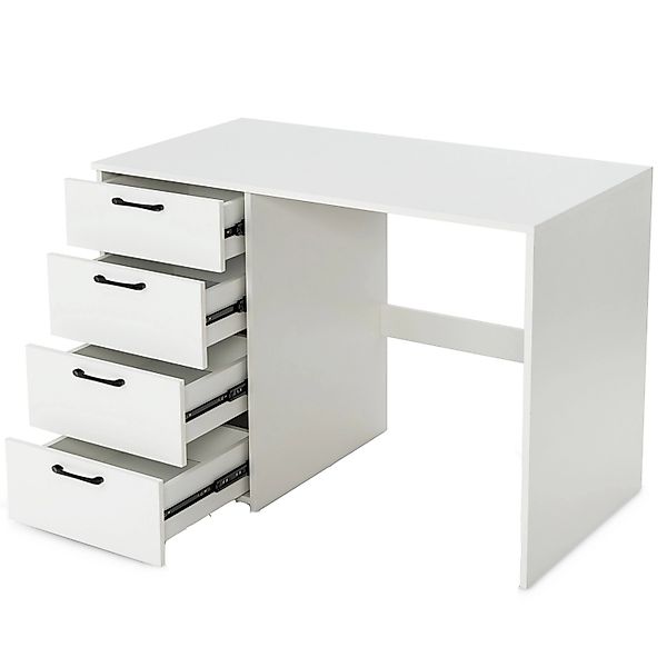 Costway Schreibtisch mit 4 Schubladen 110 x 60 x 76 cm Weiß günstig online kaufen
