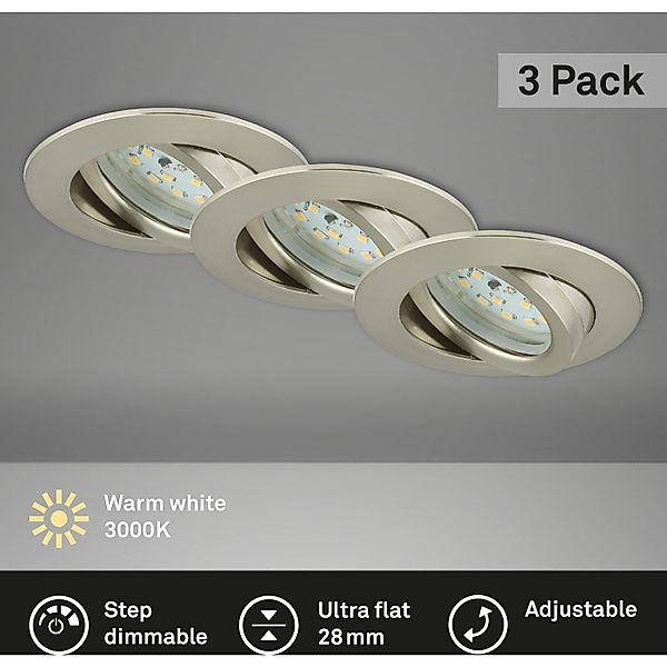 Briloner Leuchten LED Einbauleuchte »ATTACH DIM«, 3er Set, Schutzart IP23, günstig online kaufen