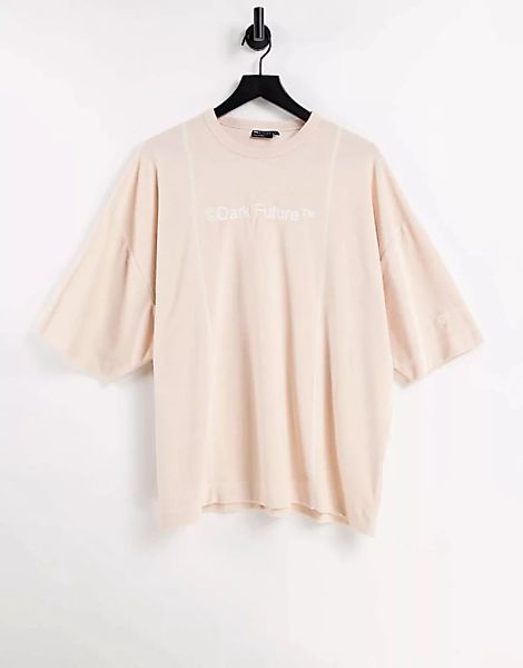 ASOS Dark Future – Oversize T-Shirt aus Frottee in Muschelrosa mit Ziernaht günstig online kaufen