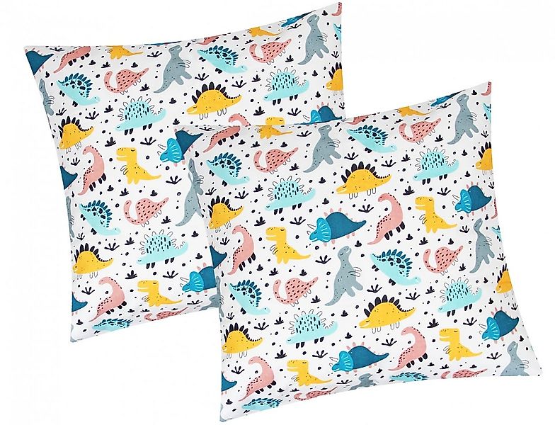 Heubergshop Kissenbezug, (2 Stück), 40x40cm Kissenhülle Dino Dinosaurier Ki günstig online kaufen