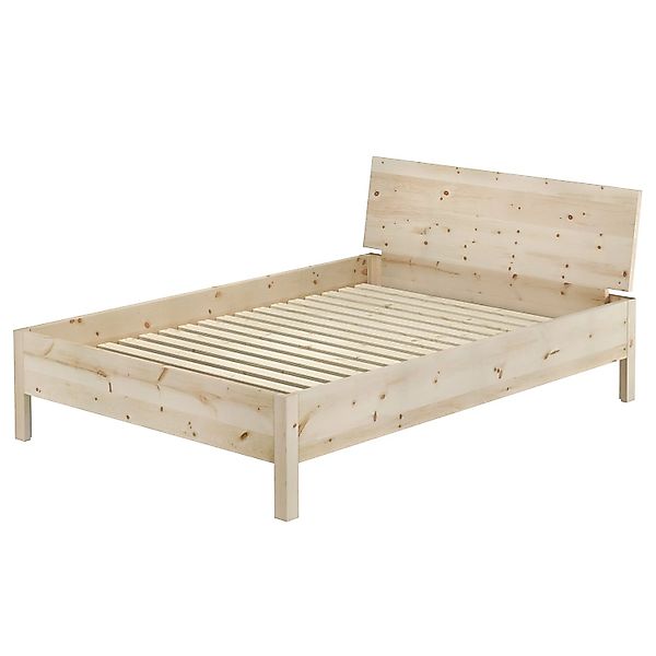 Erst-Holz Massivholzbett 140 x 200 cm Echtholzbett Doppelbett  Zirbe Metall günstig online kaufen
