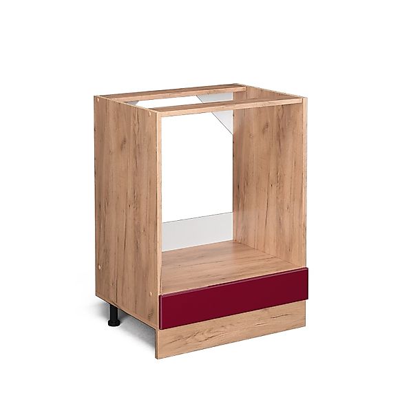 Vicco Herdumbauschrank R-Line Bordeaux Hochglanz/Goldkraft Eiche 60 cm ohne günstig online kaufen