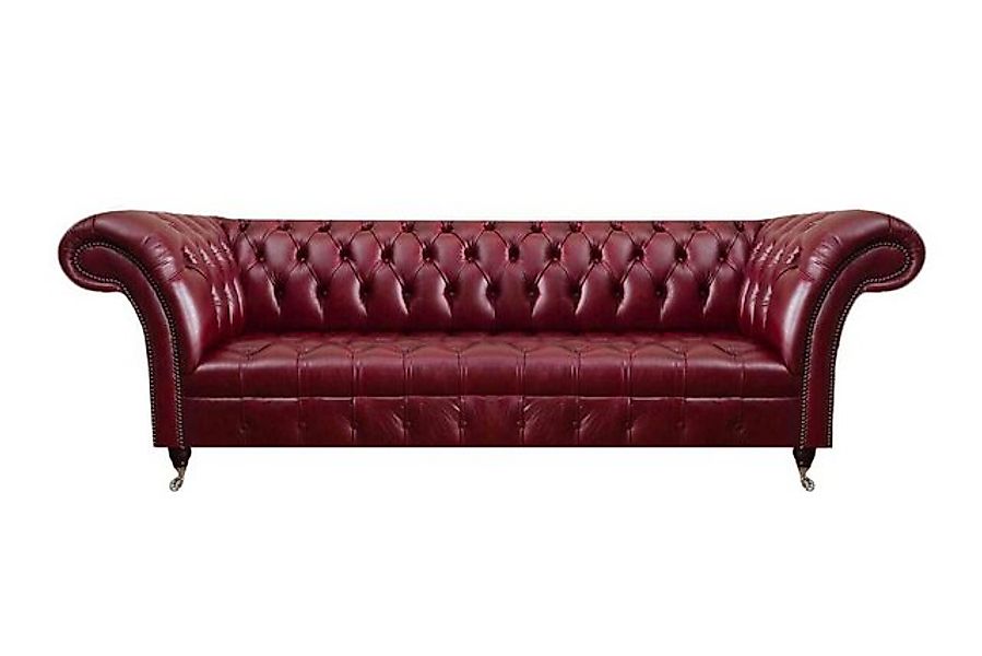 JVmoebel 3-Sitzer Dunkelrote Chesterfield Couch Wohnzimmer Ledersofa Stilvo günstig online kaufen