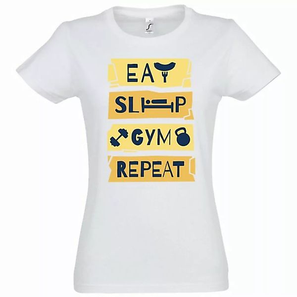 Youth Designz T-Shirt Eat Sleep Gym Repeat Damen Shirt im Fun-Look günstig online kaufen